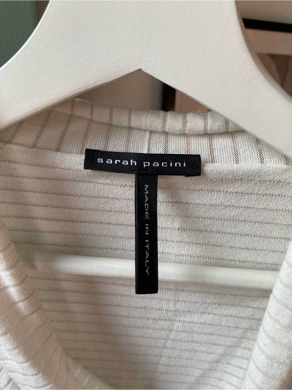 Sarah Pacini Cream Ribbed Wrap Cardigan - Picture 2 of 3